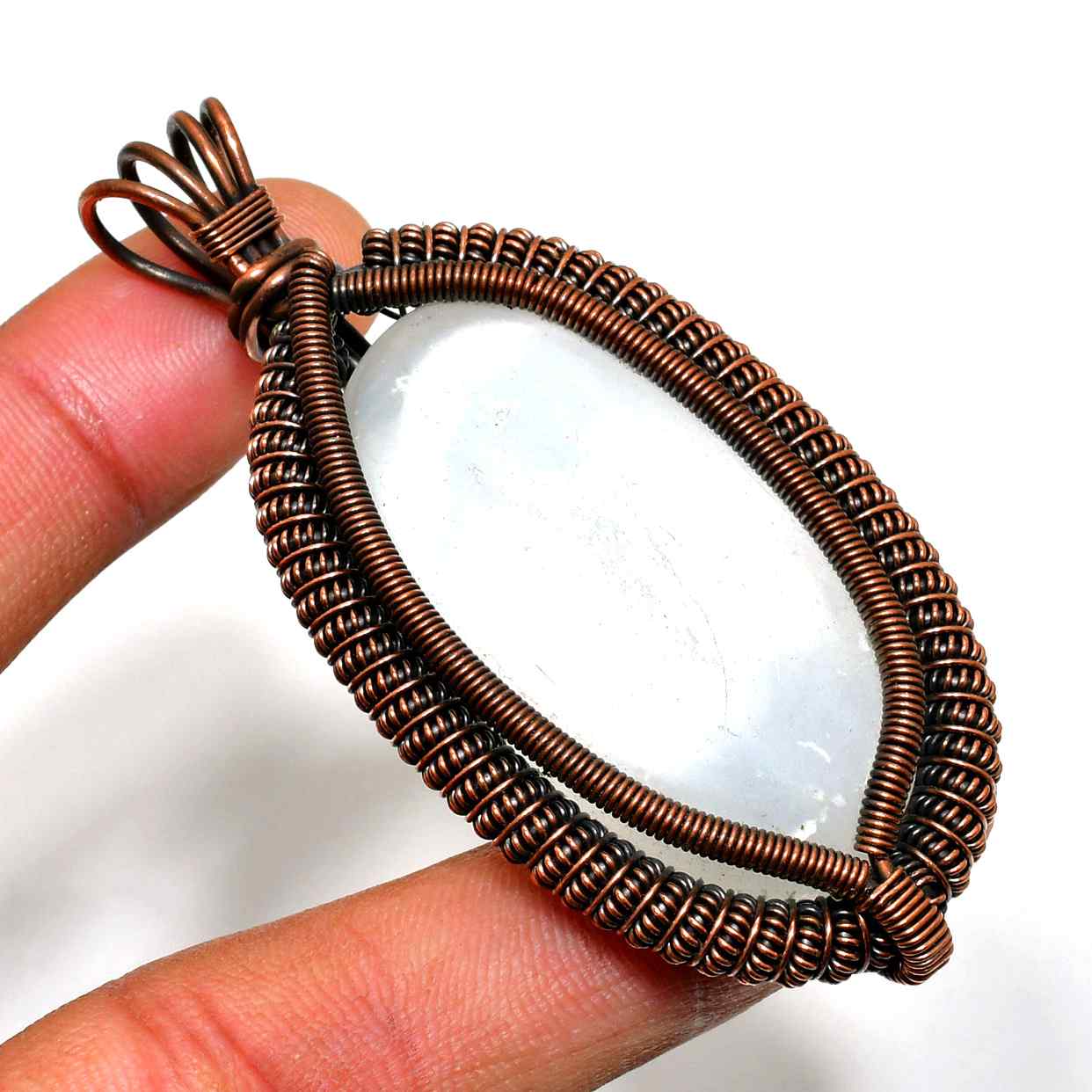 Aurora’s Embrace – Moonstone Copper Pendant