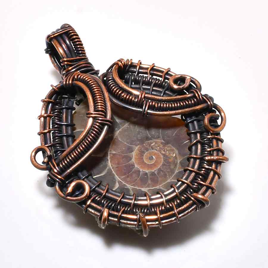 Gaia’s Spiral – Oxidized Copper Ammonite Pendant