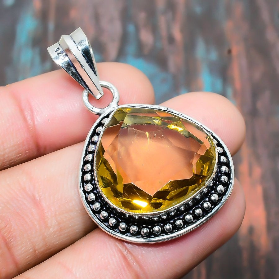 Solara’s Radiance – Citrine Sterling Silver Pendant