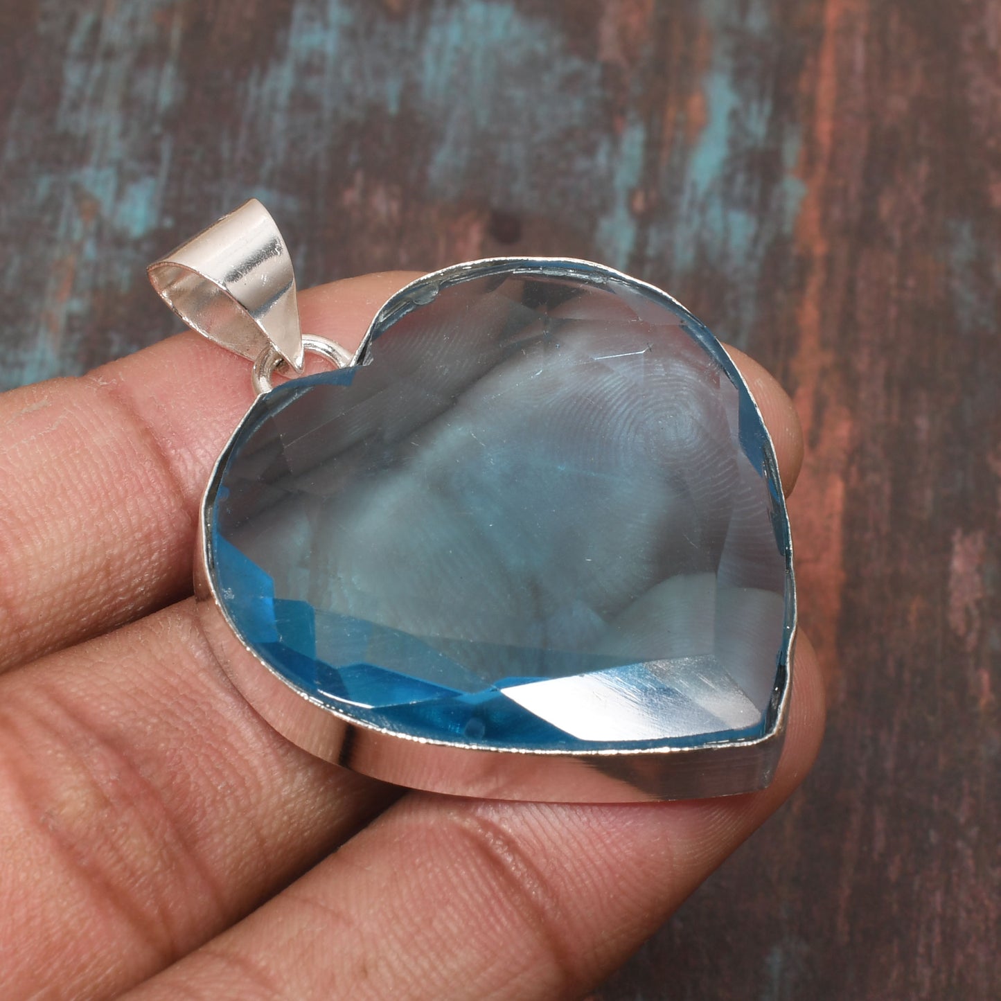 Ocean’s Heart – Blue Calcite & Silver Pendant