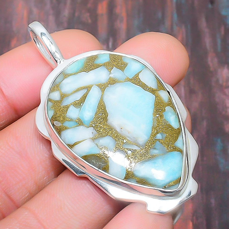 Ocean’s Whisper – Larimar Silver Pendant