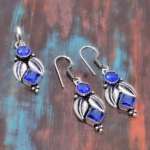 Aurelia’s Leaf – Blue Stone & Silver Set