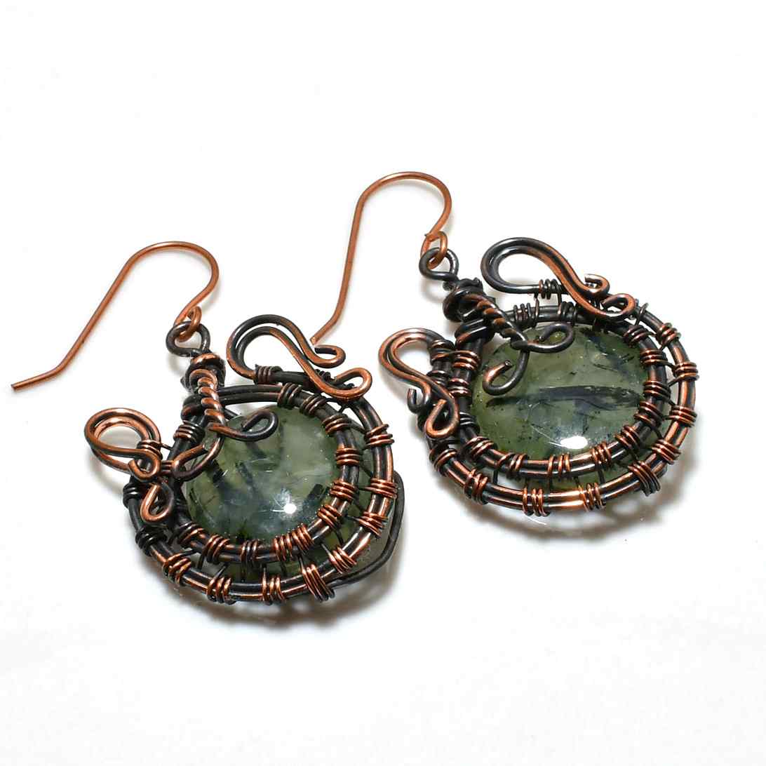 Gaia’s Embrace – Green Tourmaline & Copper Earrings