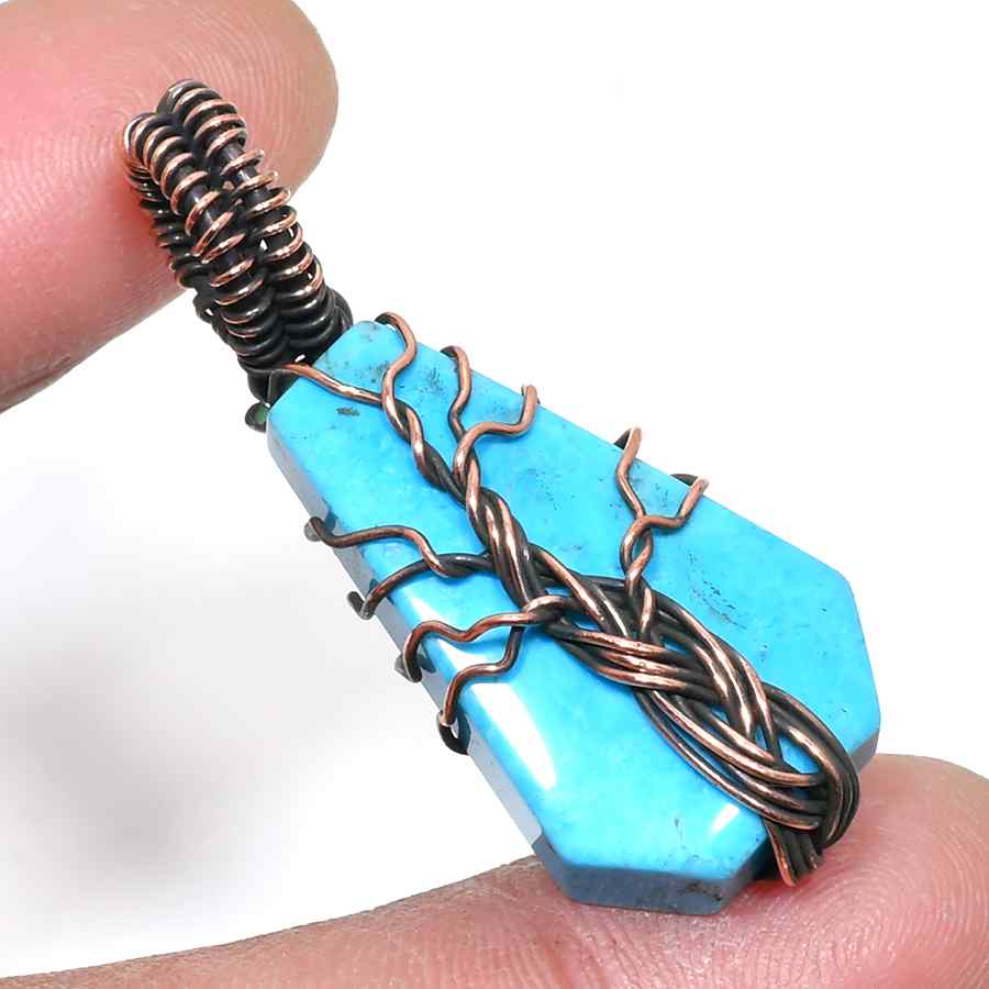 Azure’s Embrace – Turquoise Copper Pendant