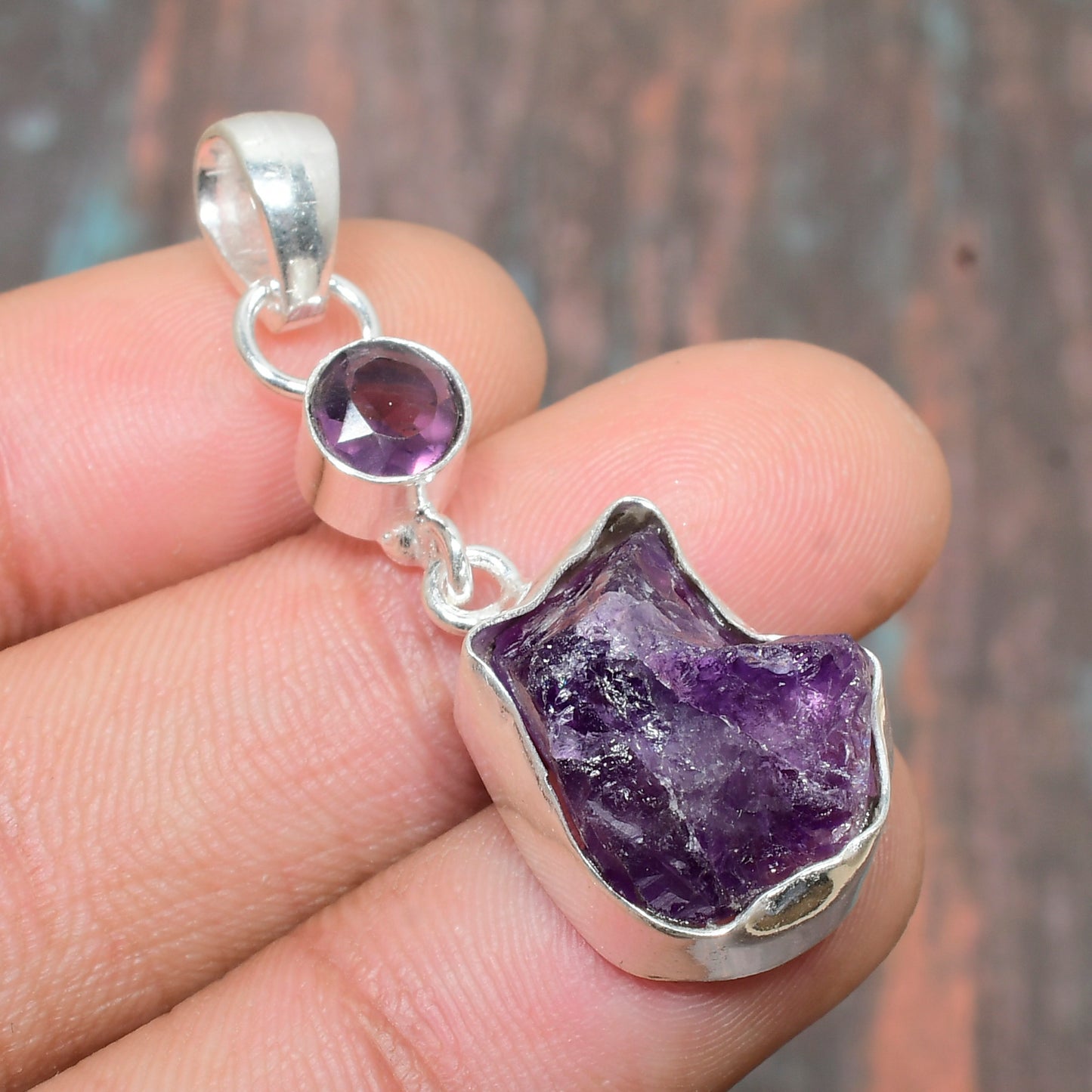Selene’s Sanctuary – Silver-Wrapped Amethyst Pendant