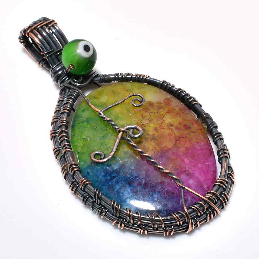 Aurora’s Glow – Rainbow Crystal Wire Wrapped Pendant