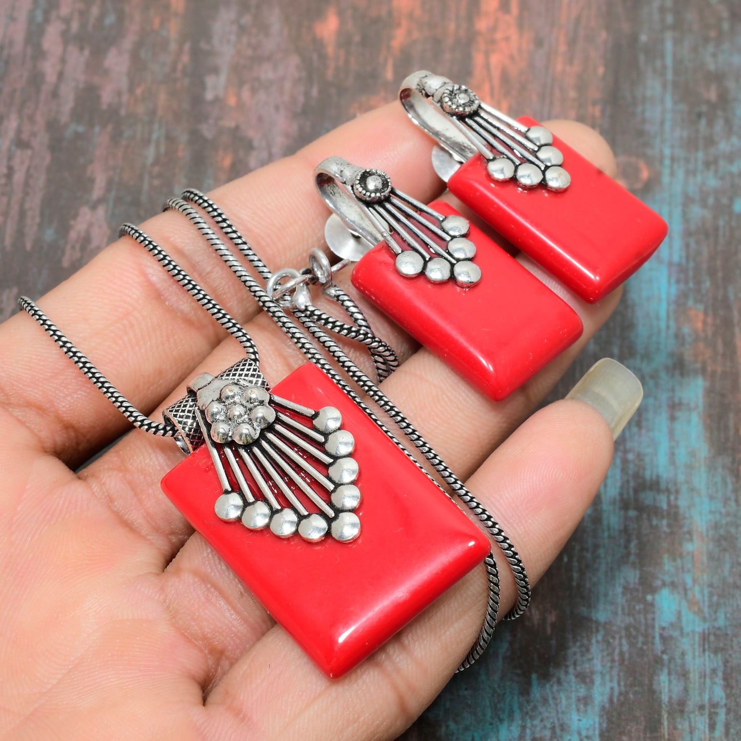 Coral Embrace – Red Coral & Sterling Silver Necklace