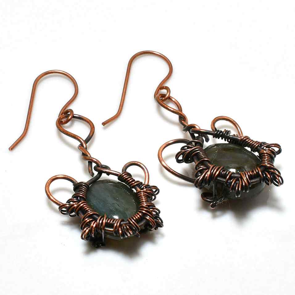 Selene’s Shimmer – Labradorite & Copper Earrings
