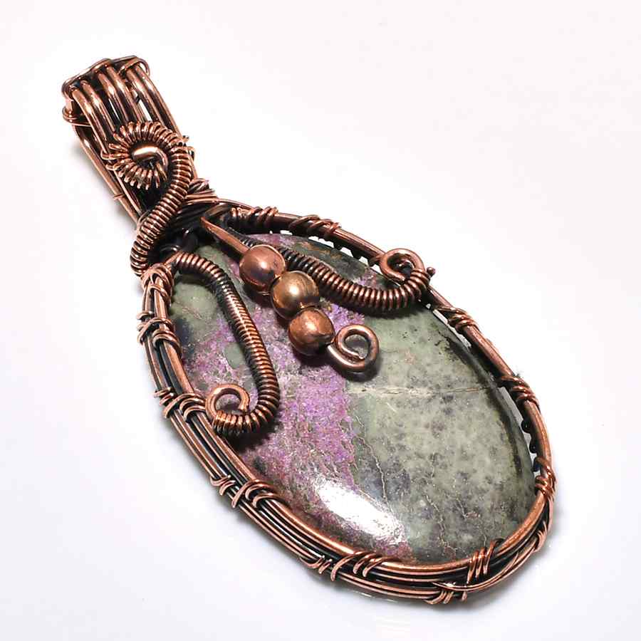 Ezra’s Veil – Amethyst & Copper Wire Pendant