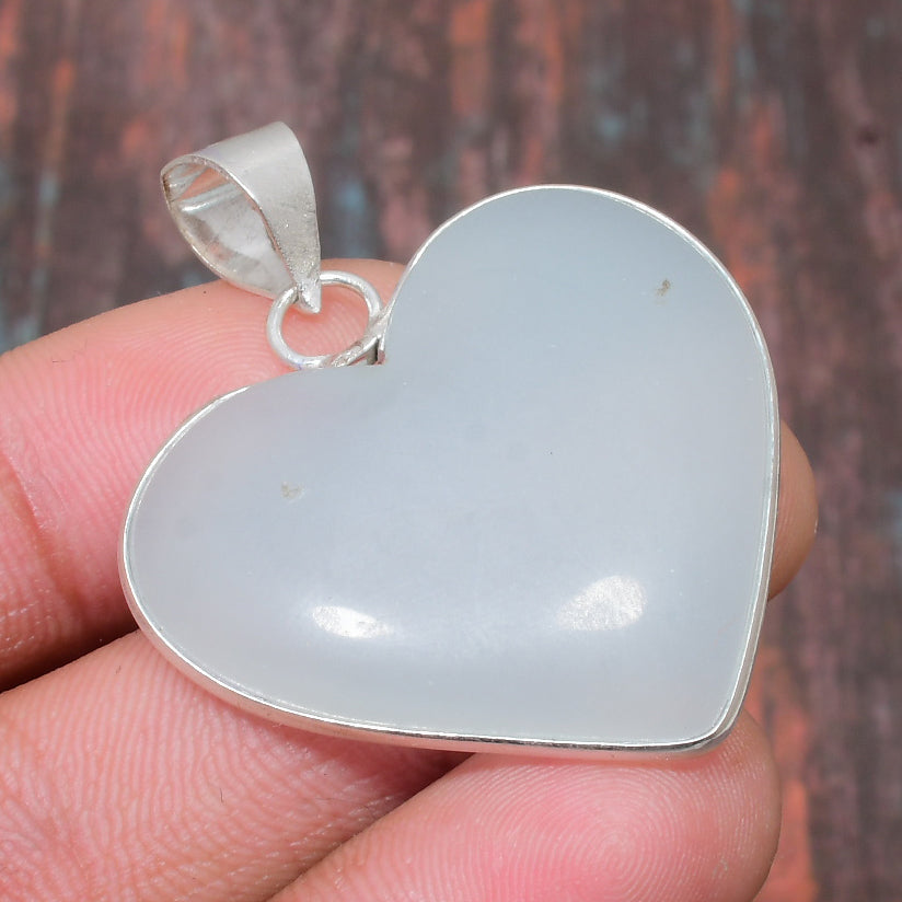 Serenity’s Heart – Chalcedony Sterling Silver Pendant