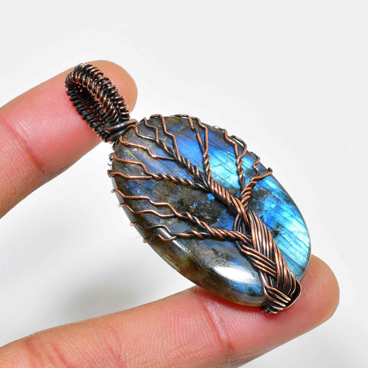 Celestial Whisper – Labradorite & Copper Pendant