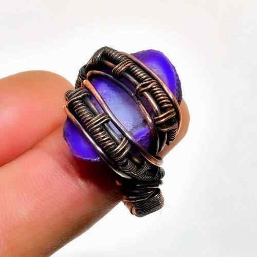 Ezra’s Veil – Oxidized Copper Amethyst Ring