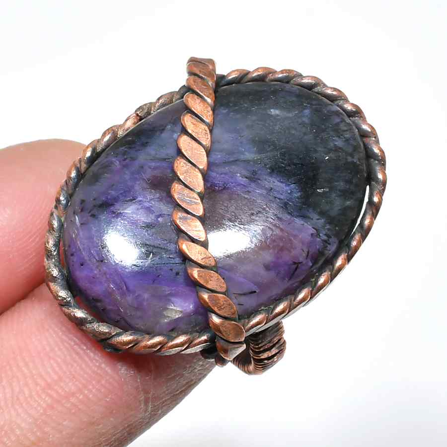 Amethyst Embrace – Oxidized Copper Ring