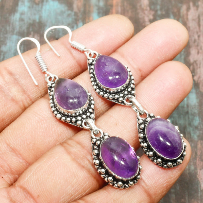Celeste’s Veil – Amethyst Sterling Silver Drops