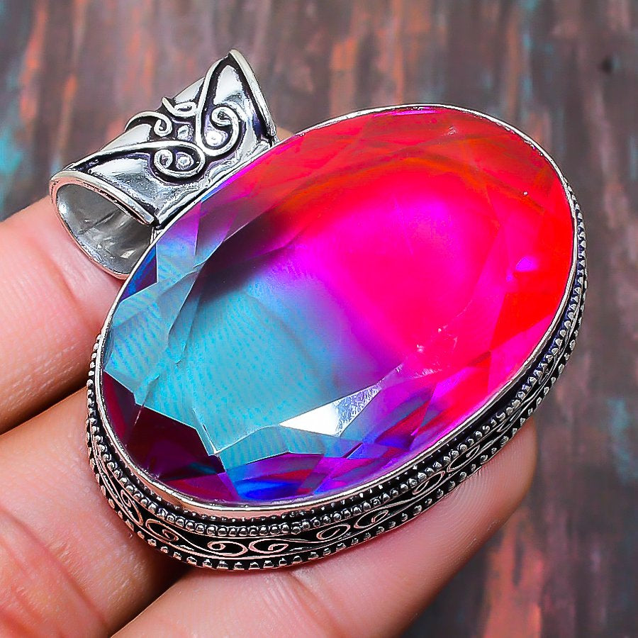 Glimmering Essence – Rainbow Crystal Sterling Silver Pendant