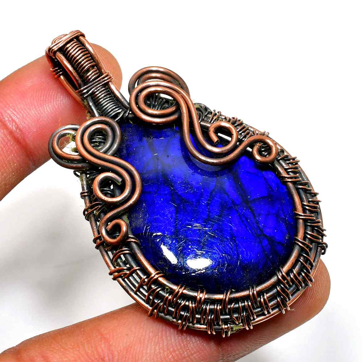Azure Radiance – Lapis Lazuli Copper Pendant