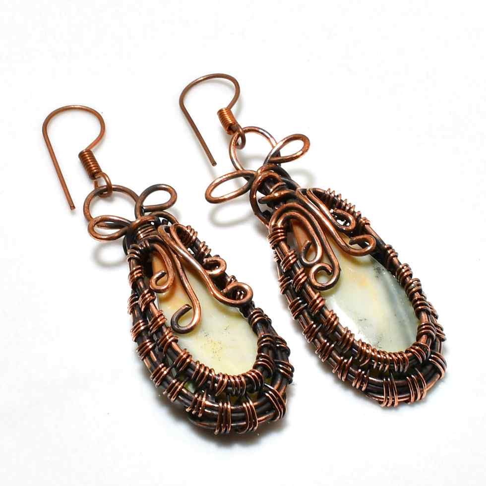 Grounded Grace – Natural Stone Copper Earrings