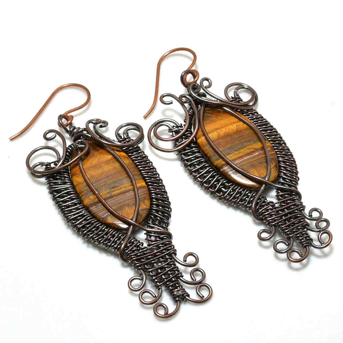 Golden Gaze – Tiger’s Eye Copper Earrings