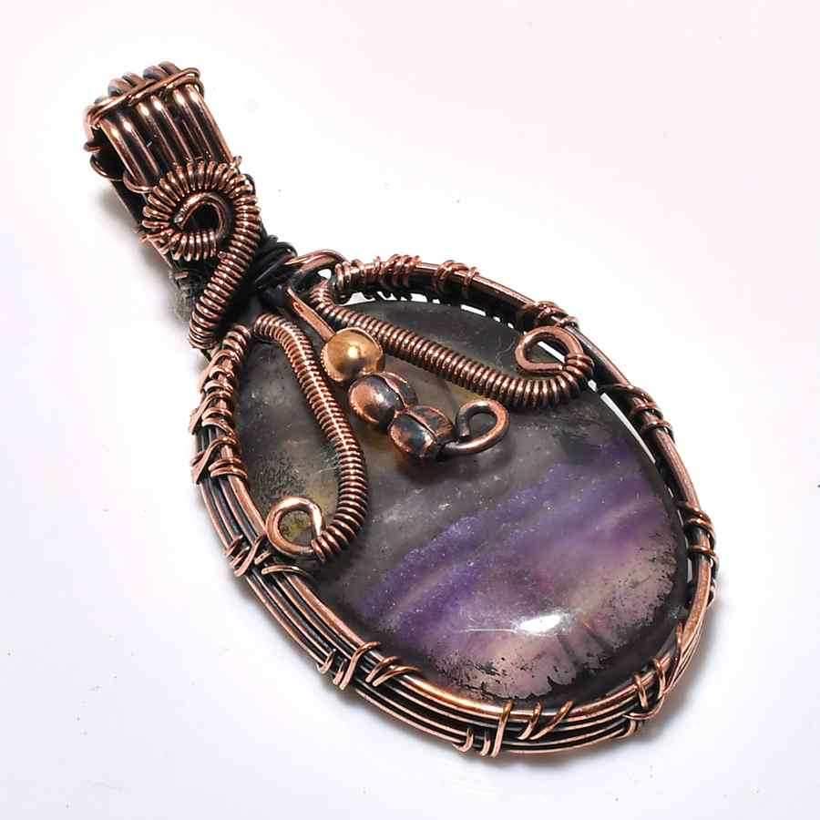 Ezra’s Veil – Amethyst & Oxidized Copper Pendant