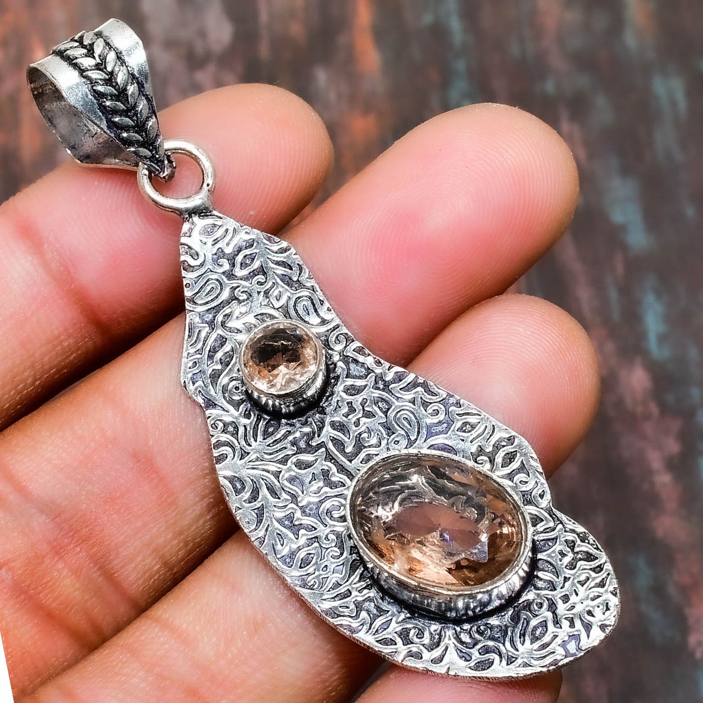 Celestial Harmony – Rose Quartz & Sterling Silver Pendant