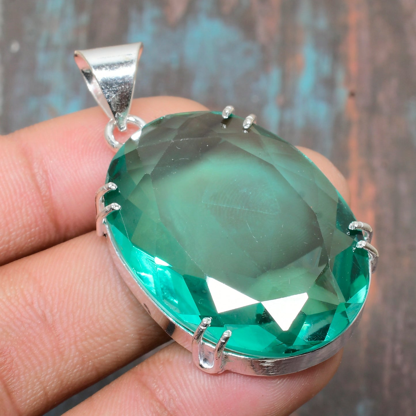 Tranquil Harmony – Aqua Aura Quartz Sterling Silver Pendant