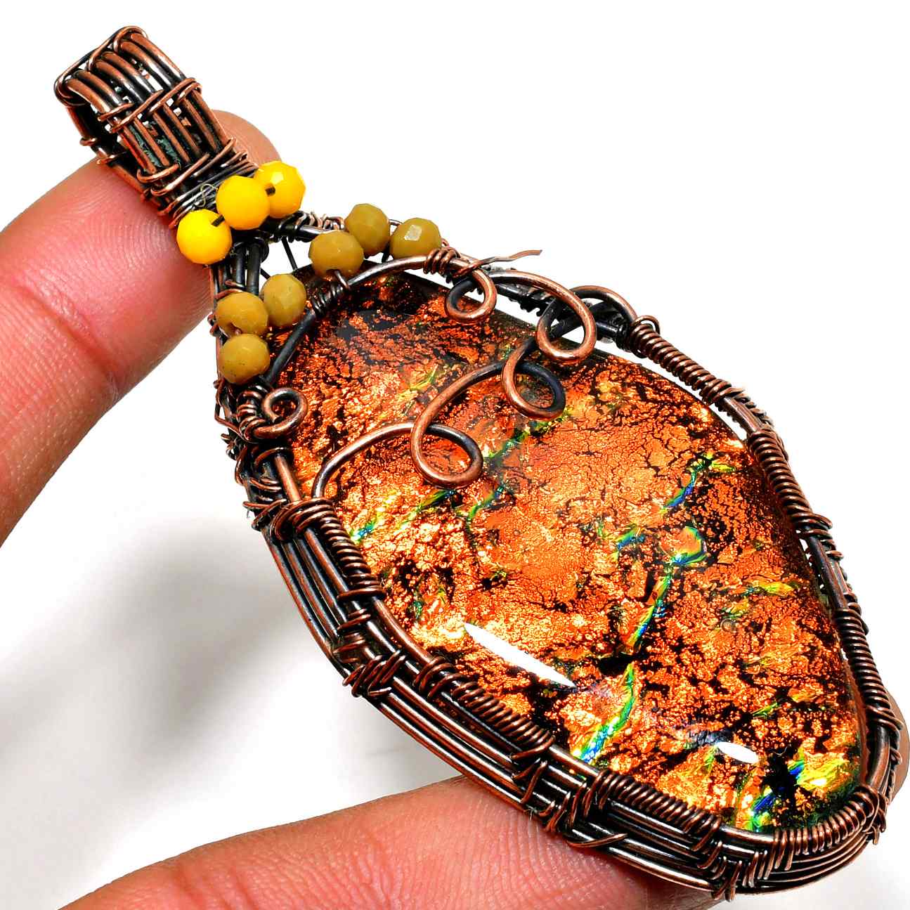 Ember’s Essence – Opal Copper Pendant