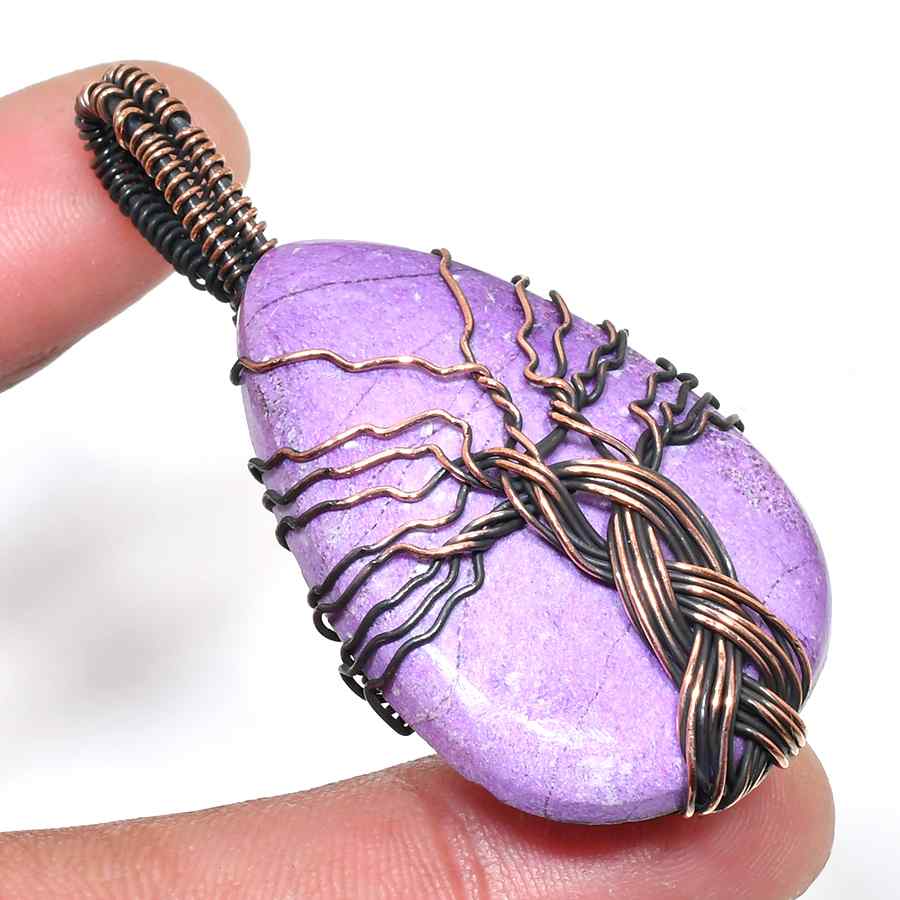 Ezra’s Veil – Handcrafted Oxidized Copper & Amethyst Pendant