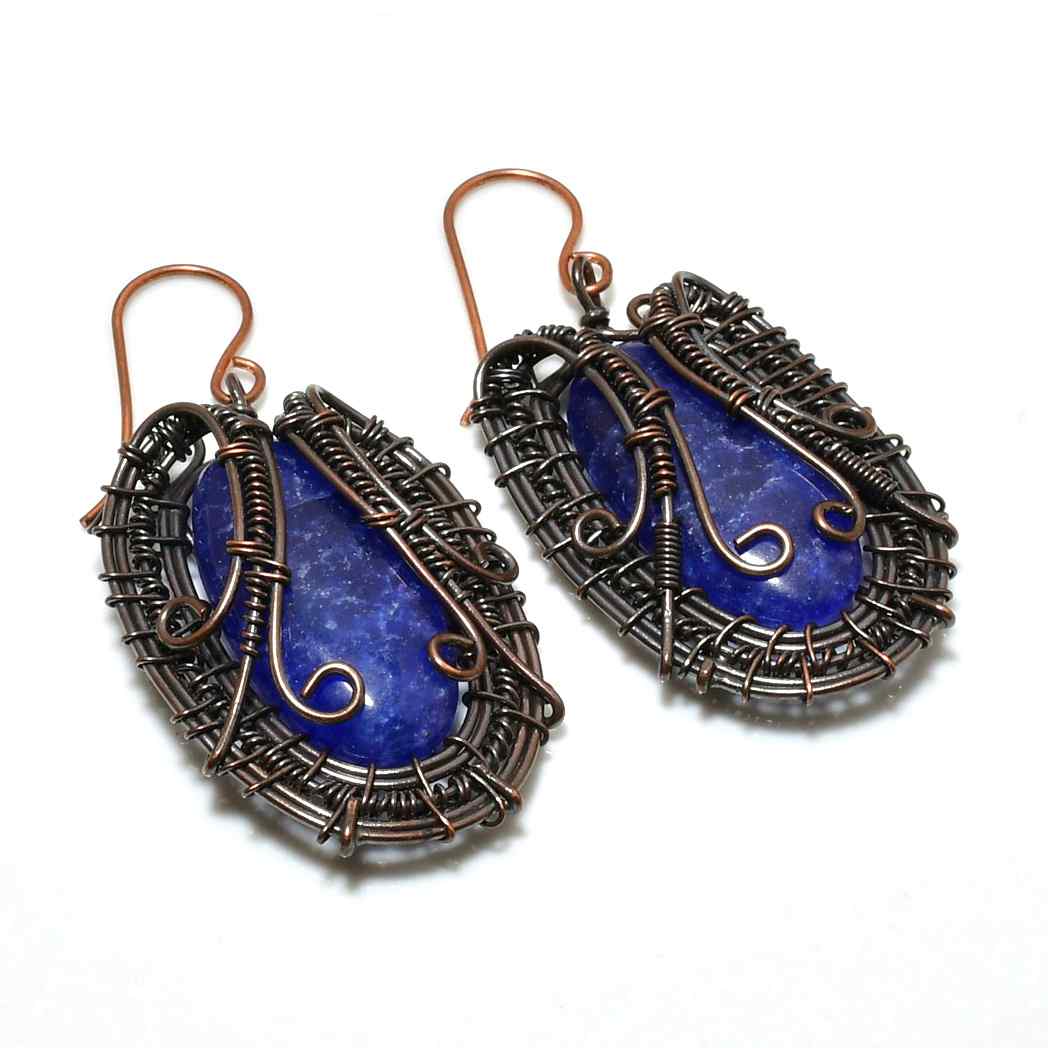 Muse of Truth – Lapis Lazuli Copper Earrings