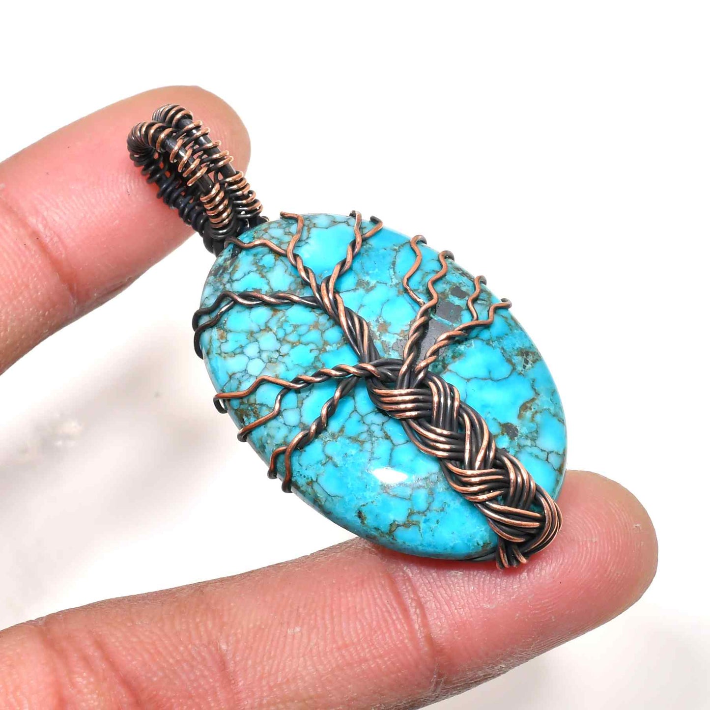 Gaia’s Embrace – Turquoise Copper Tree of Life Pendant