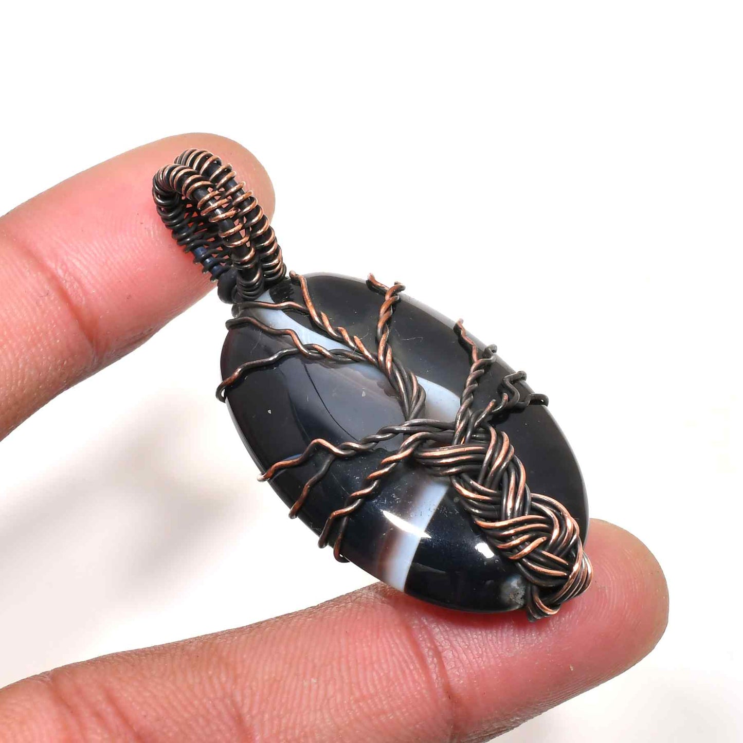 Earthforge – Black Agate Copper Pendant