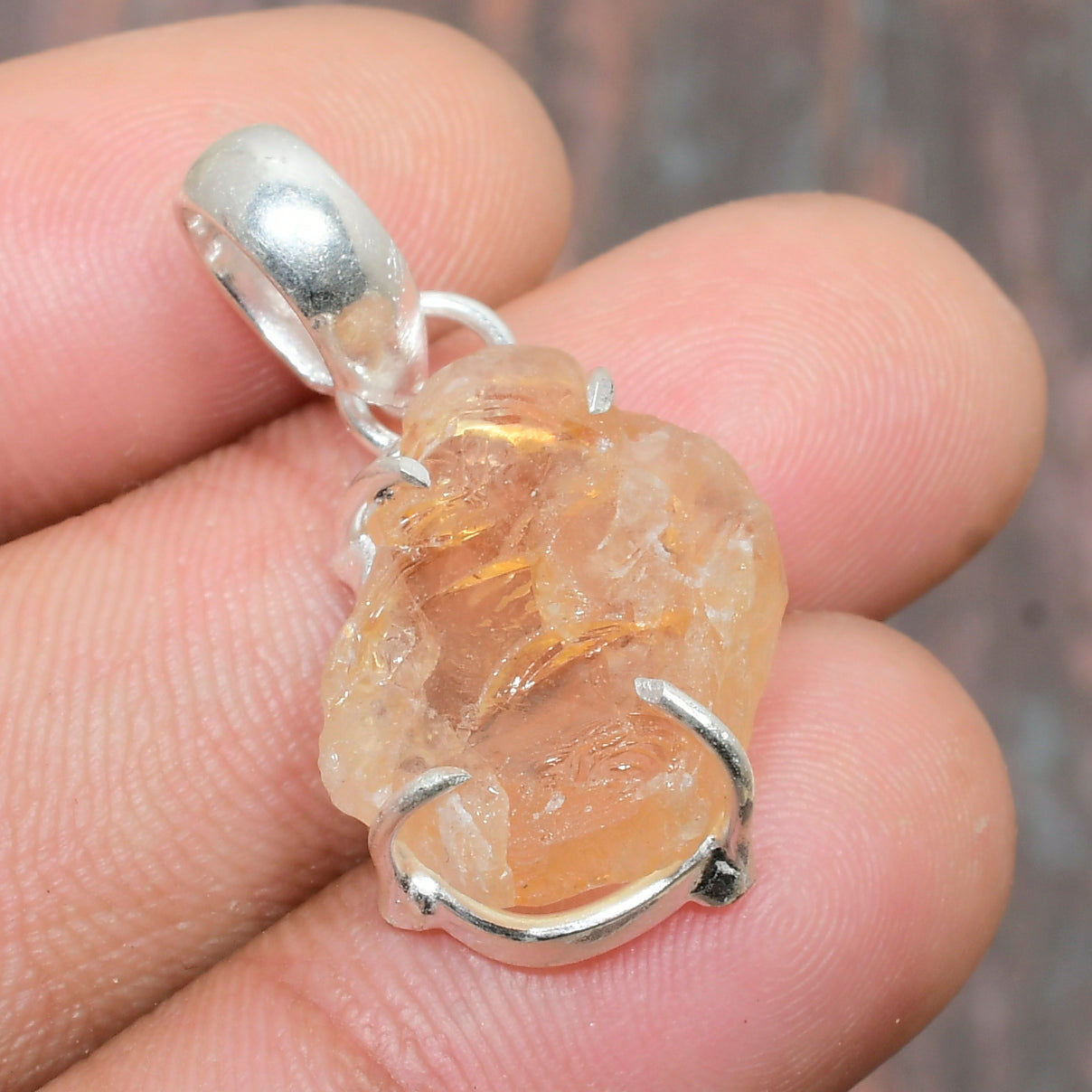 Auric Dawn – Raw Citrine Silver Pendant