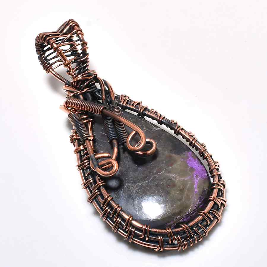 Ezra’s Veil – Amethyst & Oxidized Copper Pendant