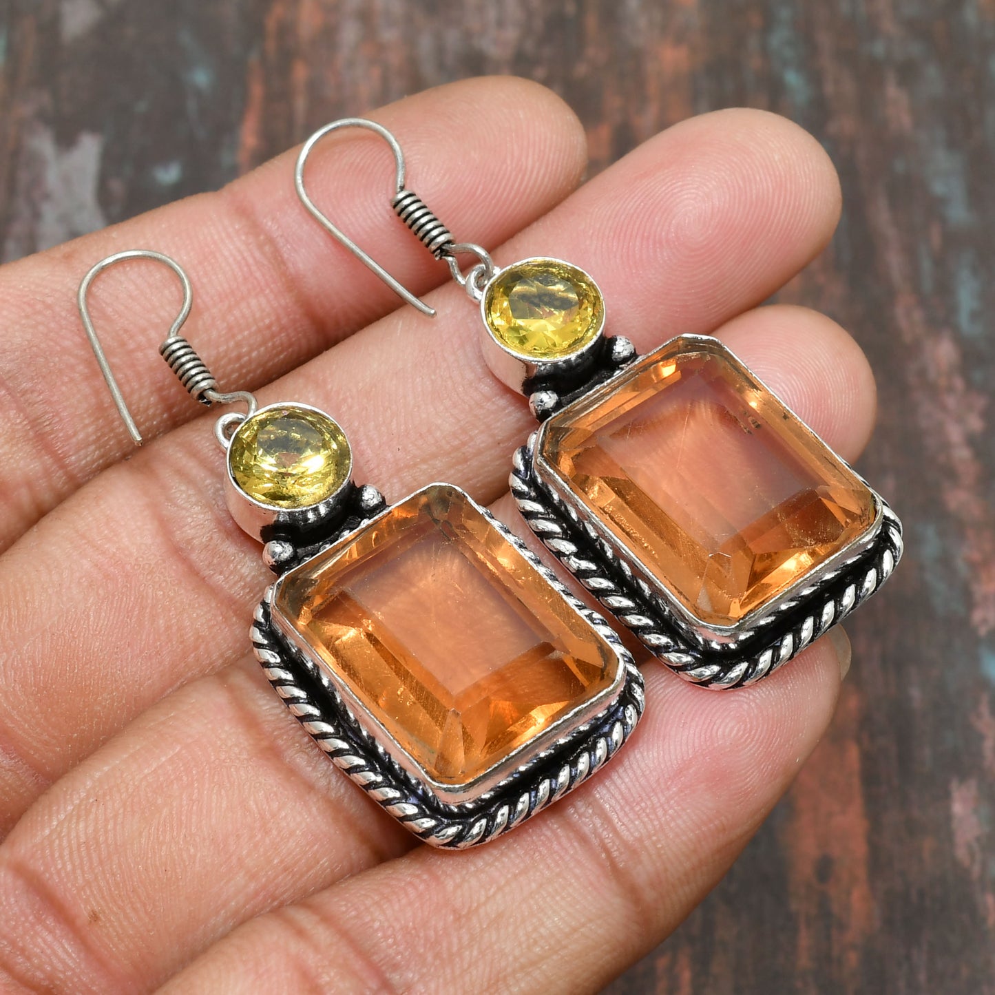 Sunlit Joy – Citrine & Yellow Topaz Silver Earrings