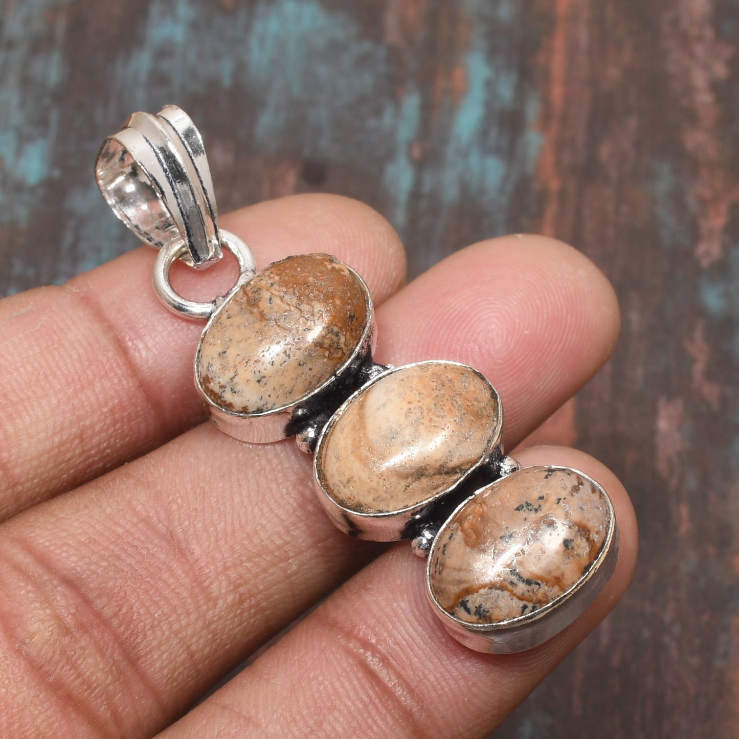 Tranquil Trio – Silver & Stone Pendant