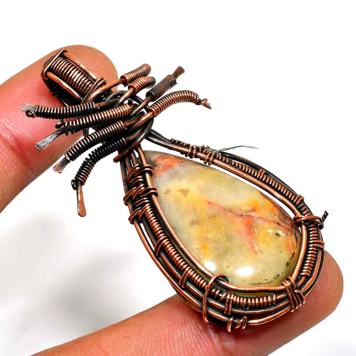 Ezra’s Veil – Oxidized Copper Natural Stone Pendant
