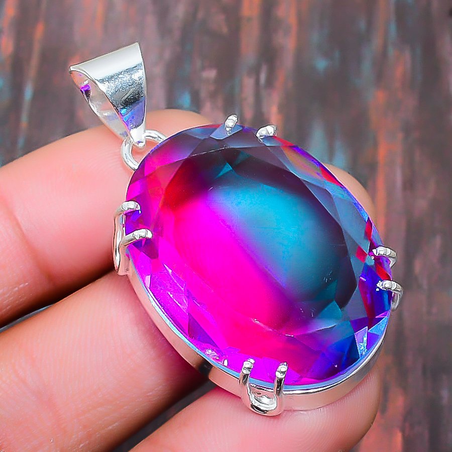 Radiant Dreams – Multicolor Spectrum Silver Pendant