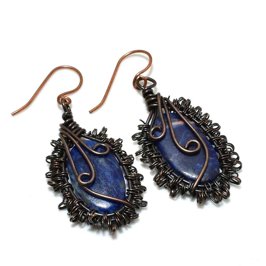 Azure Whispers – Lapis Lazuli Copper Dangle Earrings