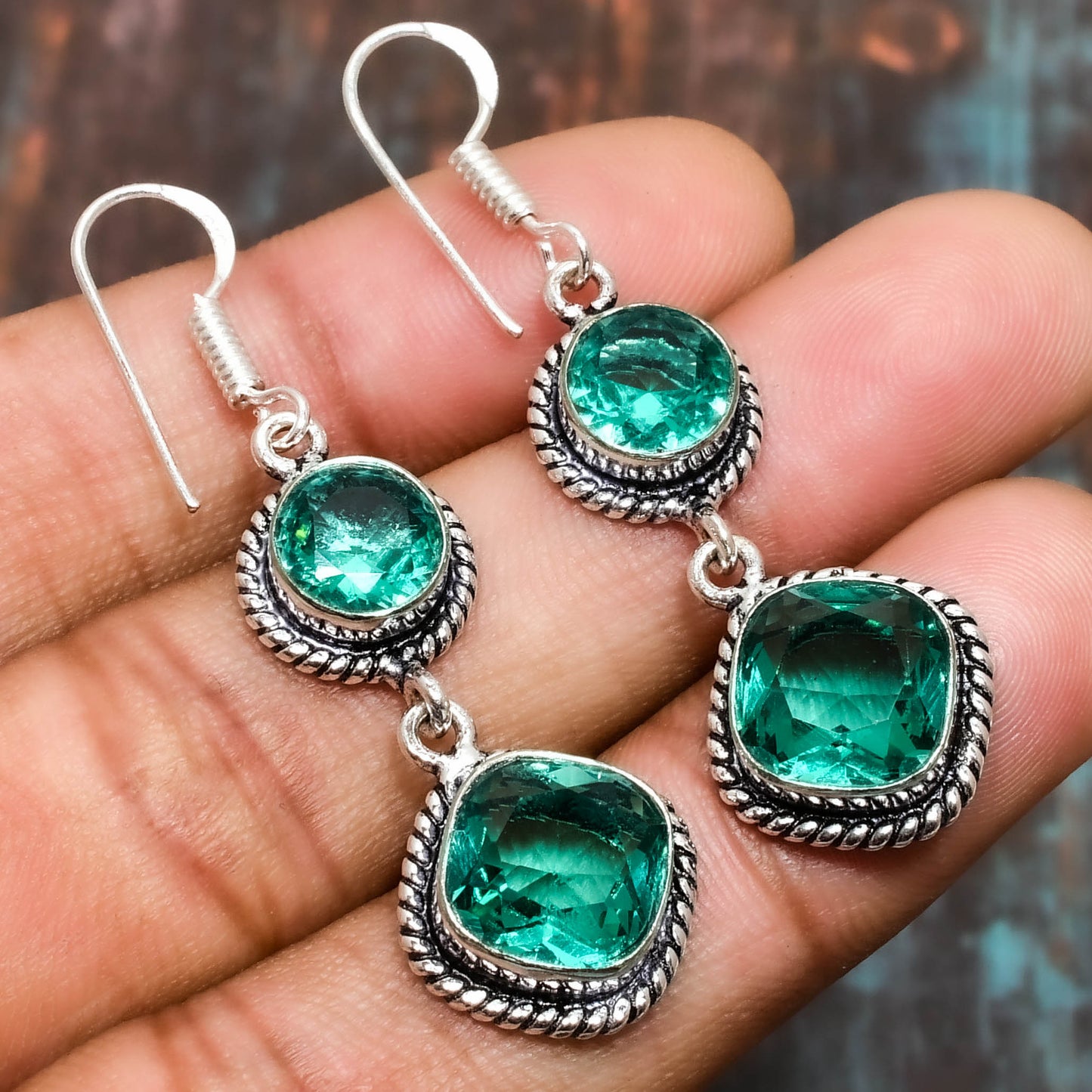 Emerald Rebirth – Sterling Silver Earrings