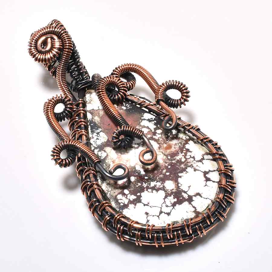 Gaia’s Embrace – Oxidized Copper & Natural Stone Pendant