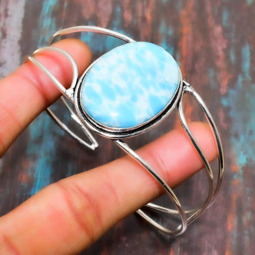 Serene Wave – Larimar & Silver Cuff