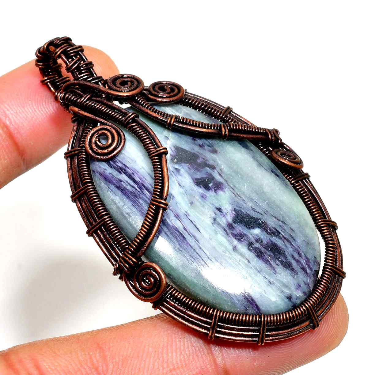 Luna’s Balance – Fluorite Copper Pendant