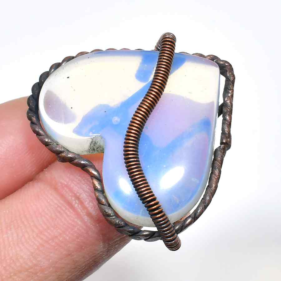 Serenity Heart – Blue Opal Copper Pendant