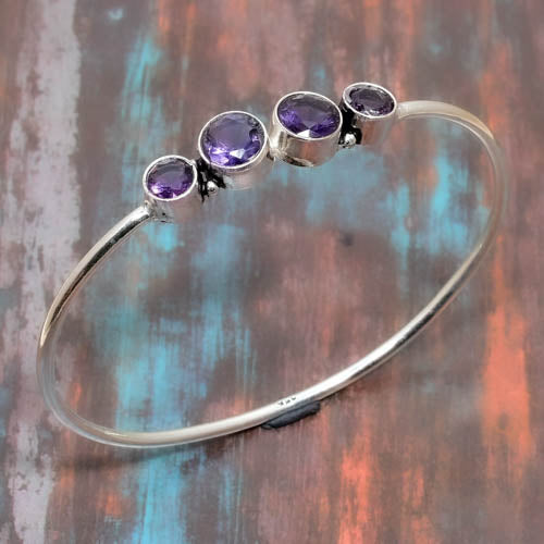 Tranquil Haven – Amethyst Silver Bracelet