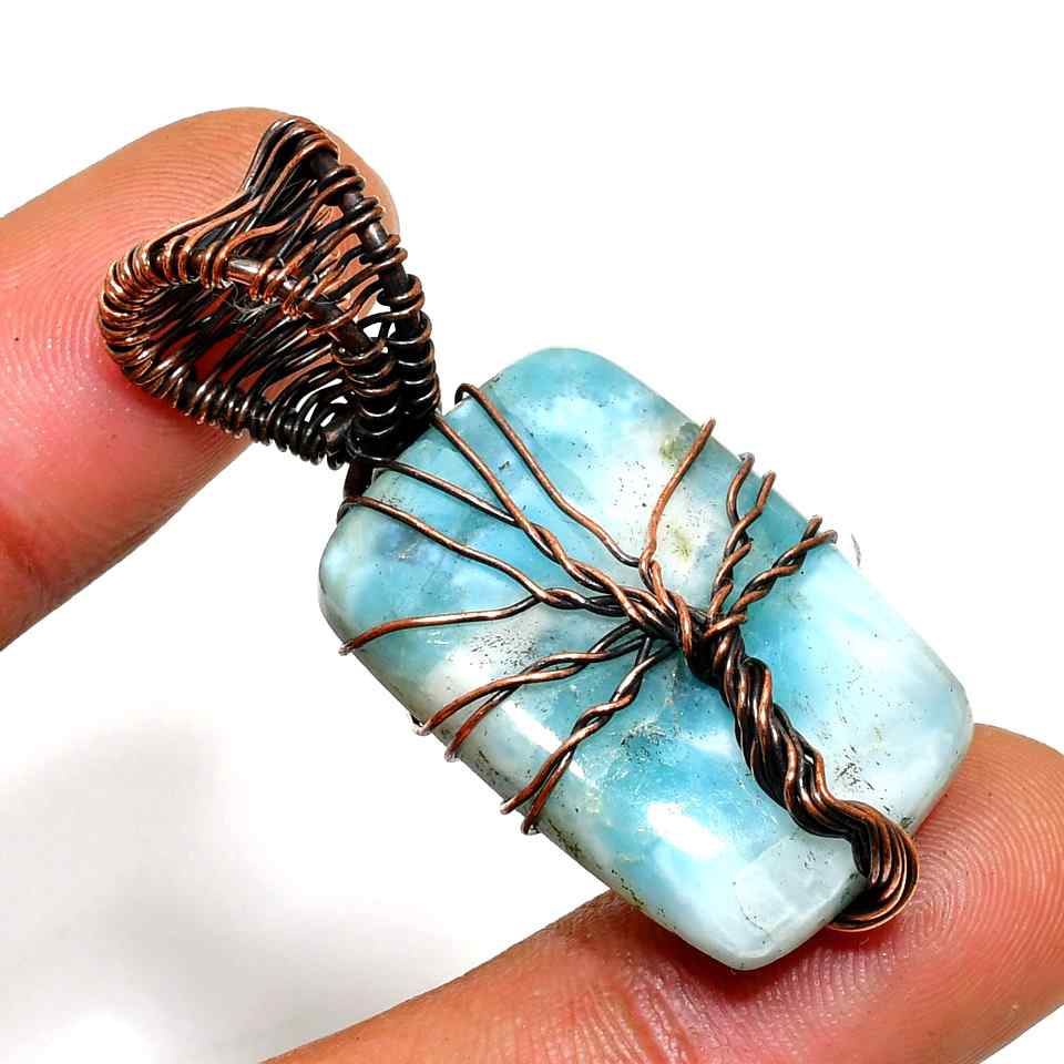 Ocean’s Embrace – Larimar Copper Pendant