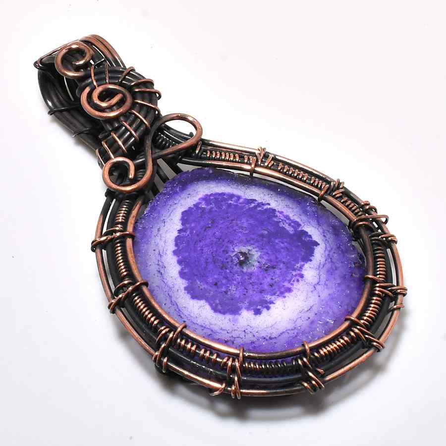 Ezra’s Veil – Oxidized Copper Wire Amethyst Pendant