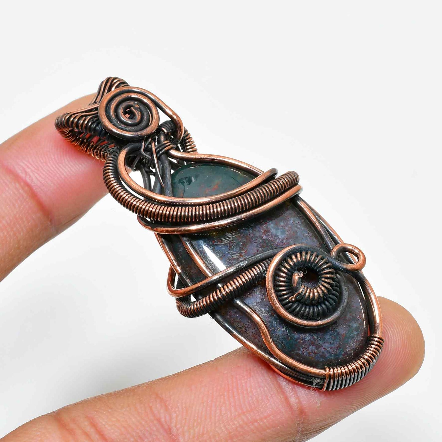 Terra’s Embrace – Obsidian Copper Pendant