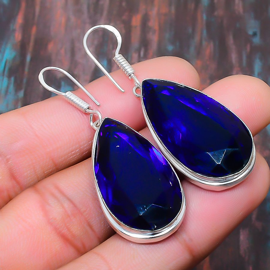 Moonlit Drops – Deep Blue Silver Earrings