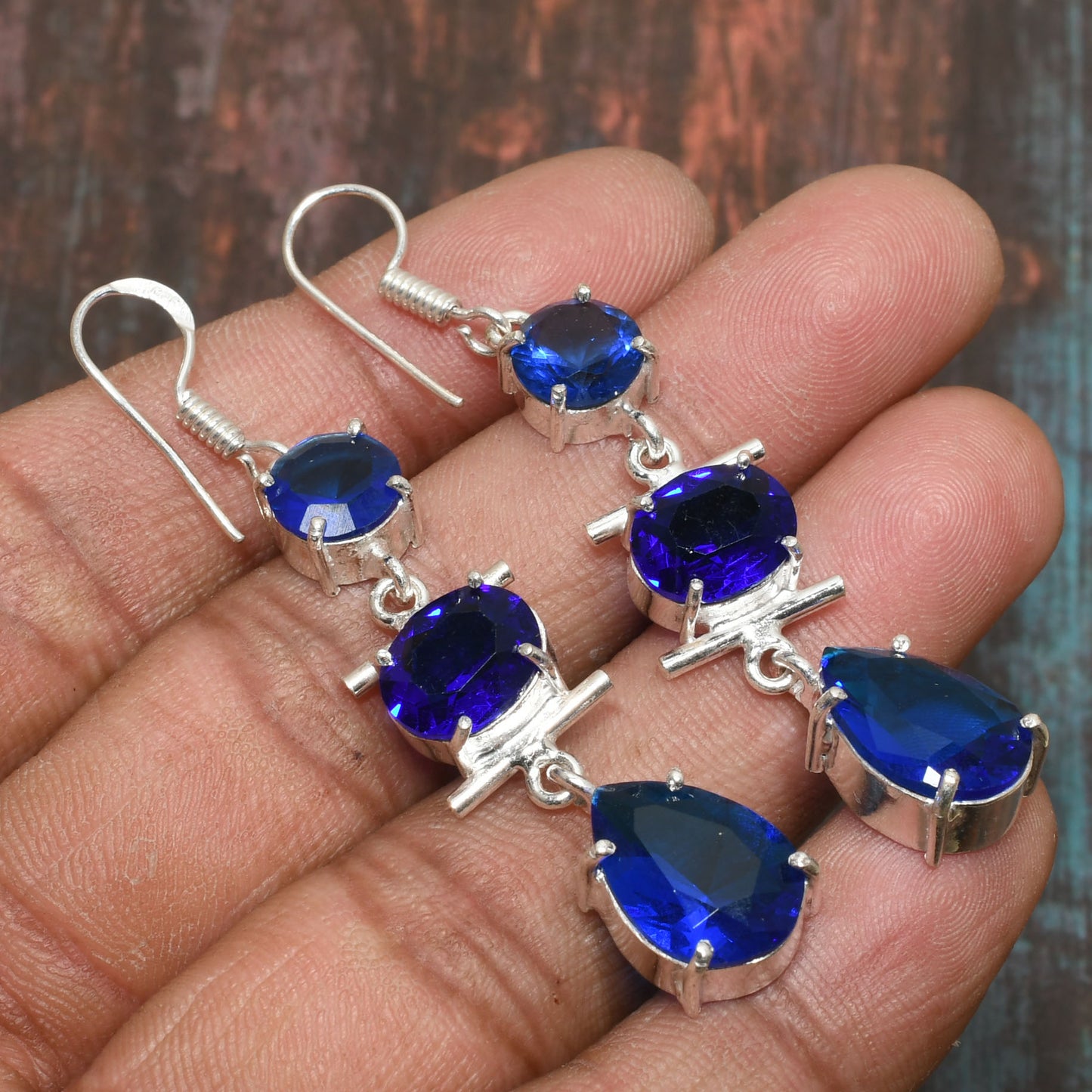 Azure Serenity – Sterling Silver Blue Topaz Earrings