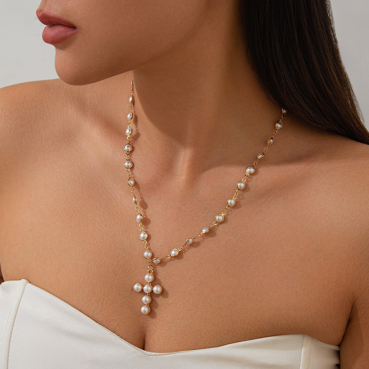 Cross My Heart Pearl Necklace