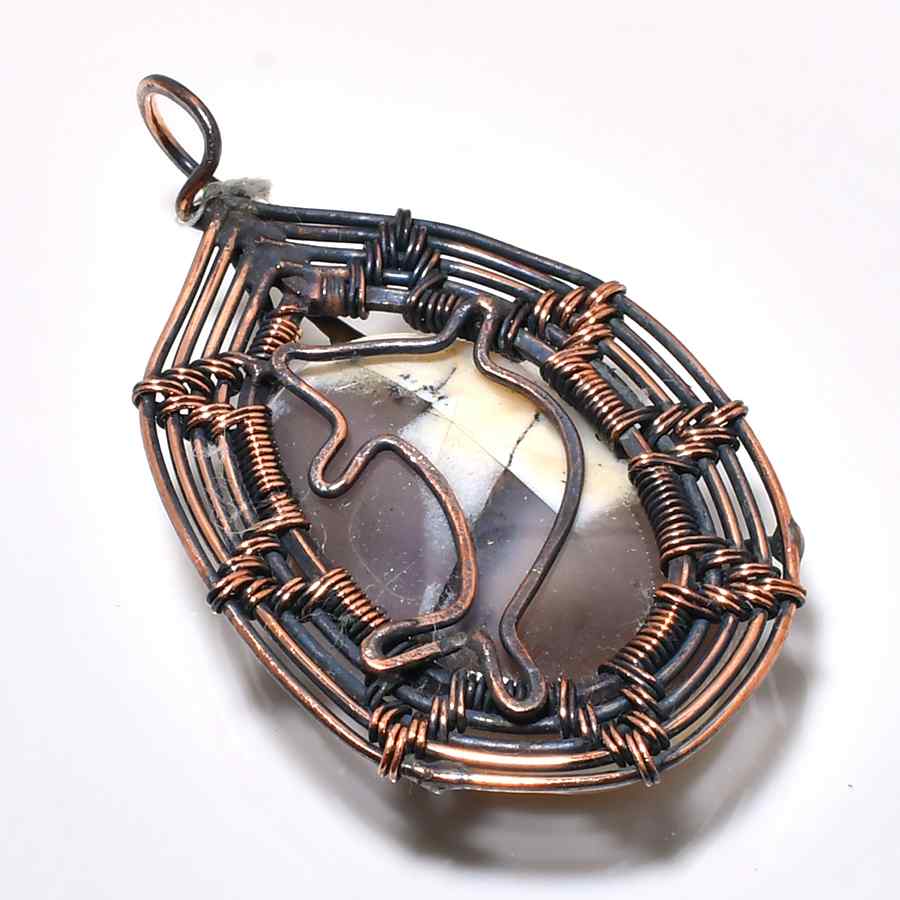 Dolphin’s Embrace – Natural Stone Copper Pendant